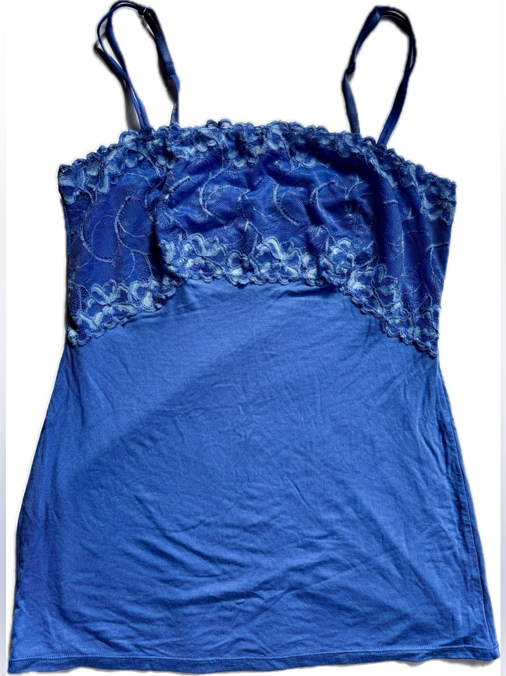 Jezebel Blue Lace Overlay Cami Tank Top Vintage Y2K M